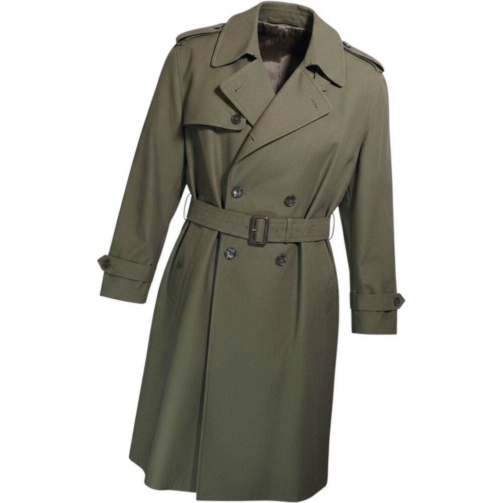 US Army Trench Coat Service Uniform 42L Olive Double Breasted Belted NWT Mens